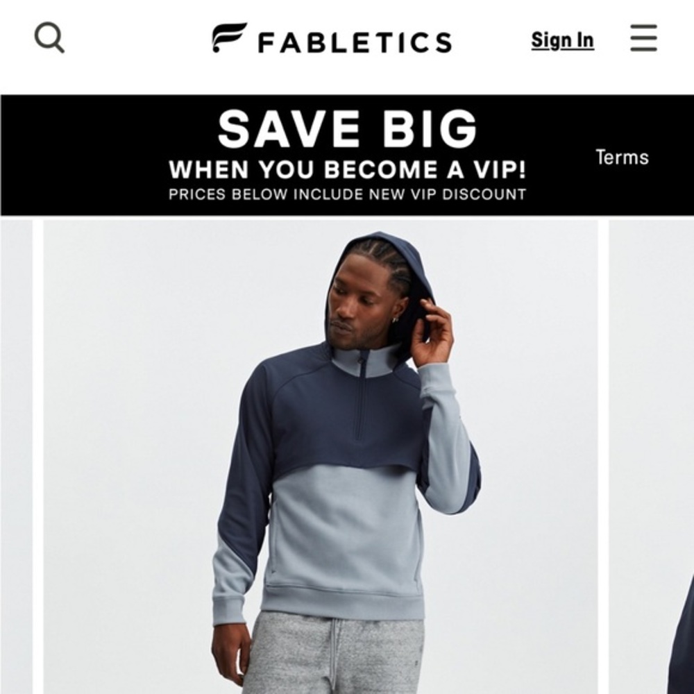 Mens Fabletics The Merger Hoodie Sz XS Raincloud
